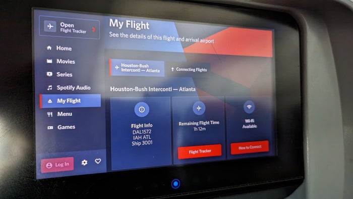 IAH to ATL Delta flight review IFE flight information IAH to ATL Delta flight review IFE flight information