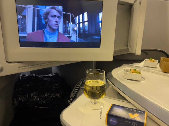 IFE and Glass of Champagne Air France Business Class IFE and Glass of Champagne Air France Business Class