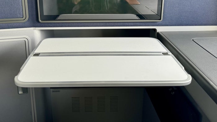 Lufthansa Allegris Business Suite table Lufthansa Allegris Business Suite tray table extended
