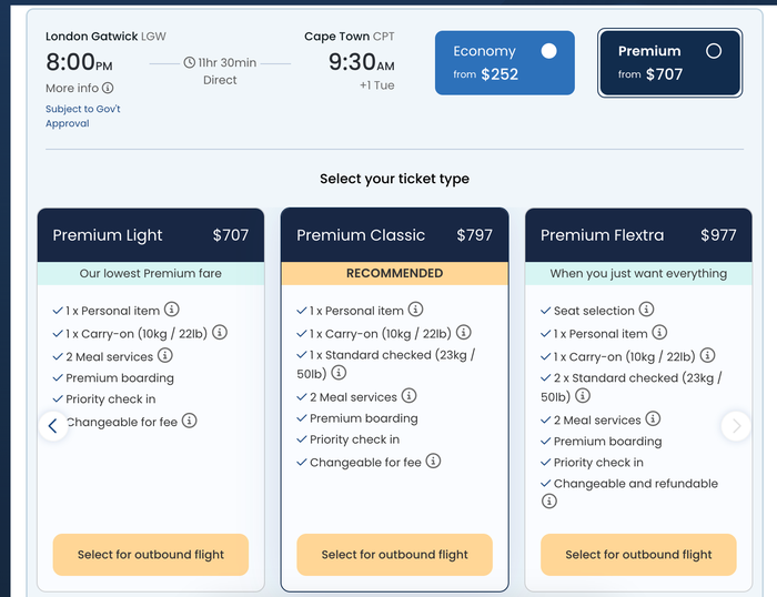 Norse LGW CPT fares Norse LGW CPT fares