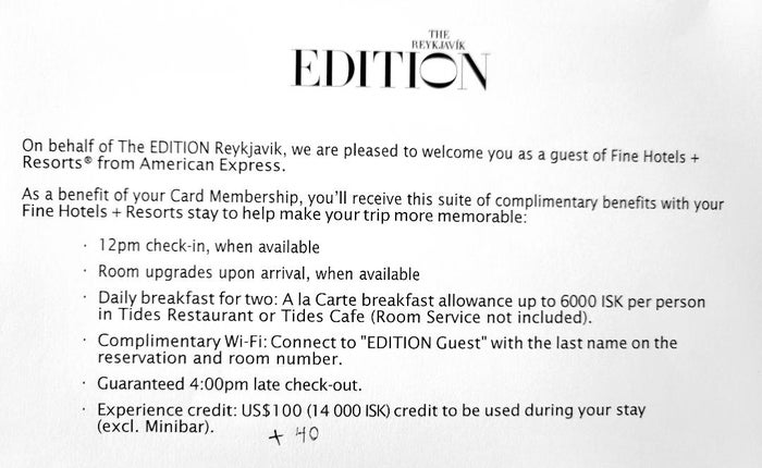 Reykjavik EDITION Hotel FHR Benefits Reykjavik EDITION Hotel FHR Benefits