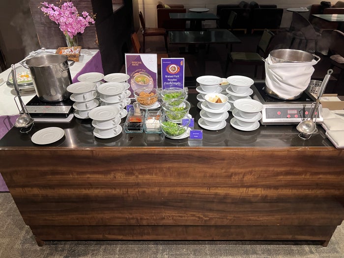 Thai Airways Royal Silk Lounge noodle station Thai Airways Royal Silk Lounge noodle station