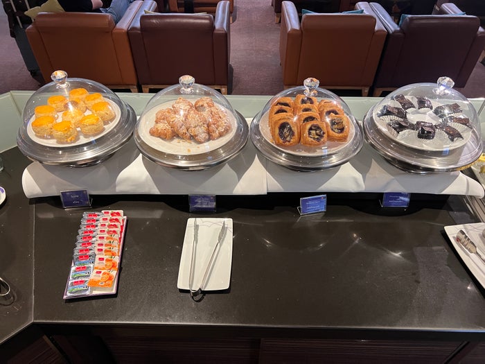 Thai Airways Royal Silk Lounge pastry selection Thai Airways Royal Silk Lounge pastry selection