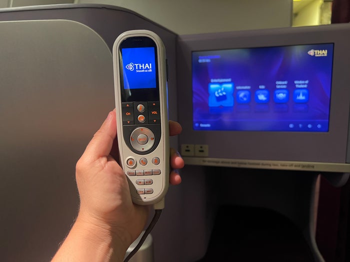 Thai Airways Royal Silk business class 777 300er IFE remote Thai Airways Royal Silk business class 777 300er IFE remote
