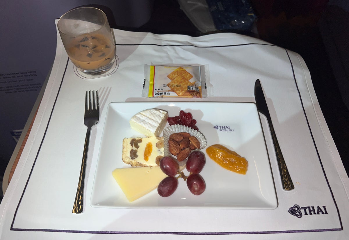 Thai Airways Royal Silk business class 777 300er assorted cheeses