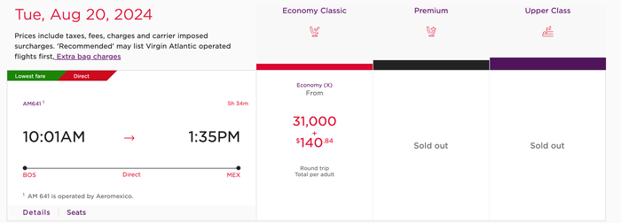 Virgin Atlantic points BOS MEX Virgin Atlantic points BOS MEX