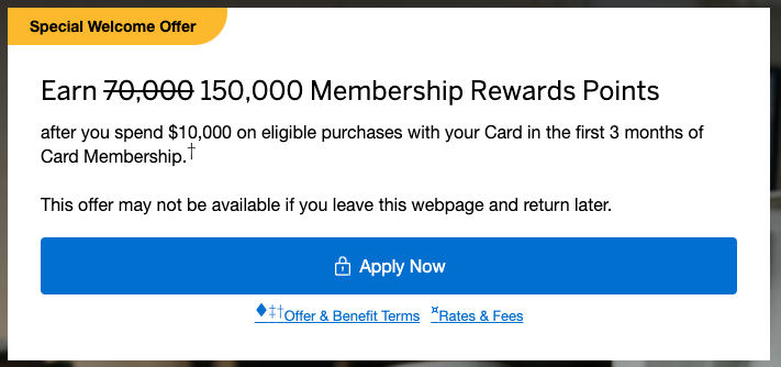 amex business gold 150k point