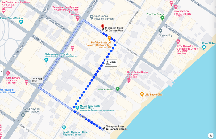 Thompson Playa del Carmen map