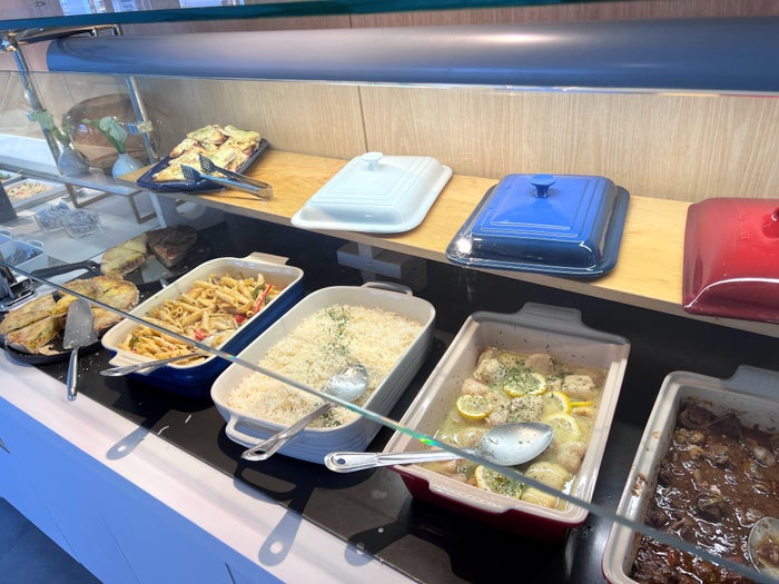 Air France lounge buffet hot items