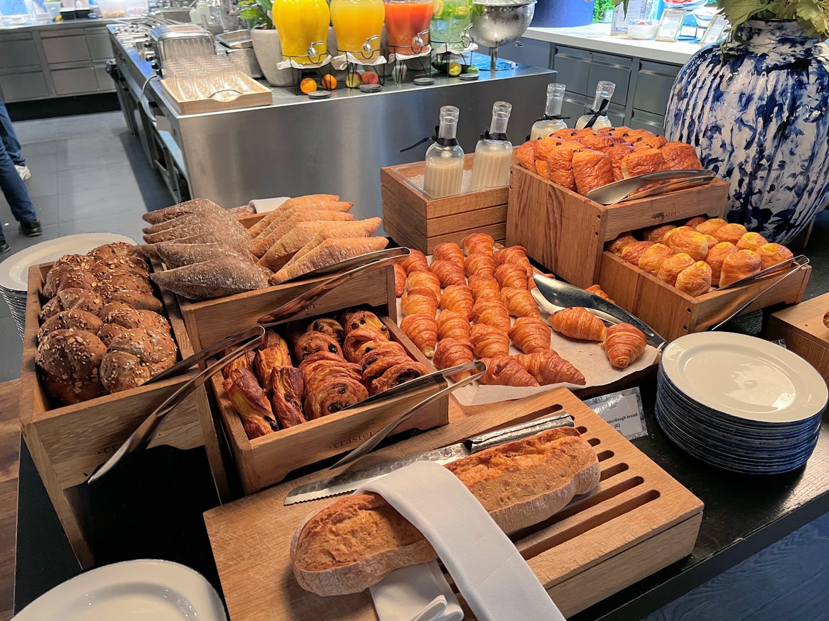 Andaz Amsterdam breakfast buffet pastries and bread
