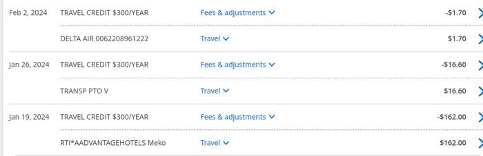 Chase Travel Credit Screenshot Chase Travel Credit Screenshot