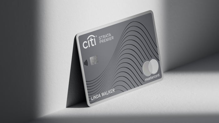 Citi Strata Premier Card Citi Strata Premier Card against wall