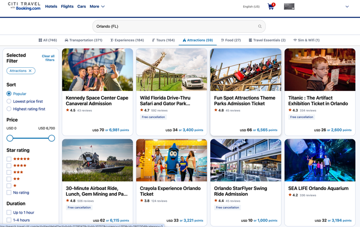 Citi Travel Portal attractions