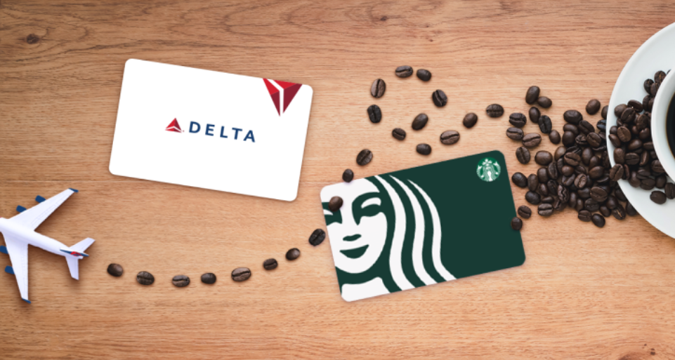 Delta gift card Starbucks coffee beans