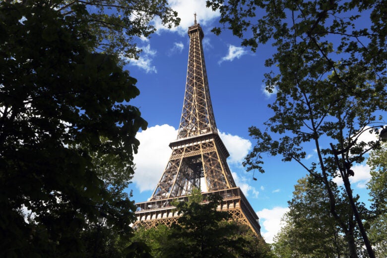 Eiffel Tower Paris 3 4s medium trees, horizontal