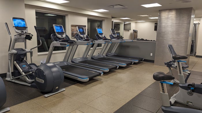 Embassy Suites by Hilton The Woodlands at Hughes Landing amenities fitness center cardio machines Embassy Suites by Hilton The Woodlands at Hughes Landing amenities fitness center cardio machines