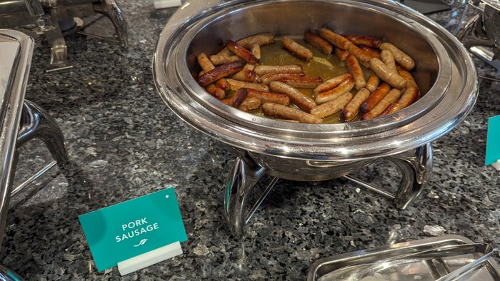 Embassy Suites by Hilton The Woodlands at Hughes Landing food and beverage breakfast buffet pork sausage Embassy Suites by Hilton The Woodlands at Hughes Landing food and beverage breakfast buffet pork sausage