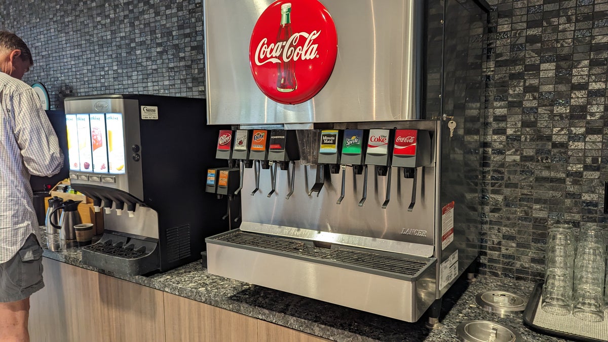 Embassy Suites by Hilton The Woodlands at Hughes Landing food and beverage breakfast buffet soda machine