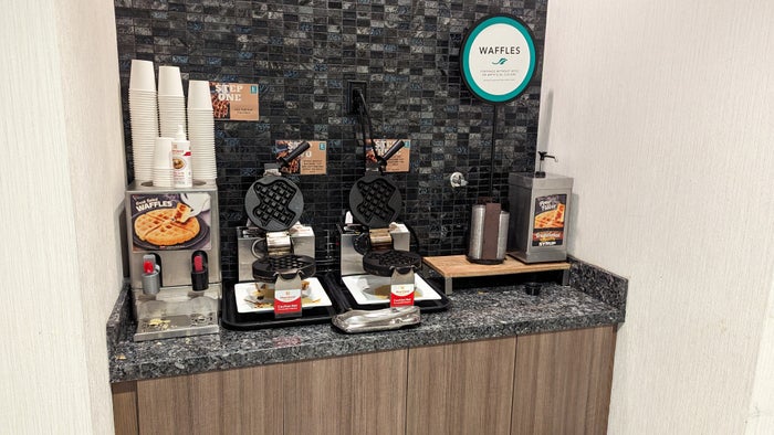 Embassy Suites by Hilton The Woodlands at Hughes Landing food and beverage breakfast buffet waffles Embassy Suites by Hilton The Woodlands at Hughes Landing food and beverage breakfast buffet waffles