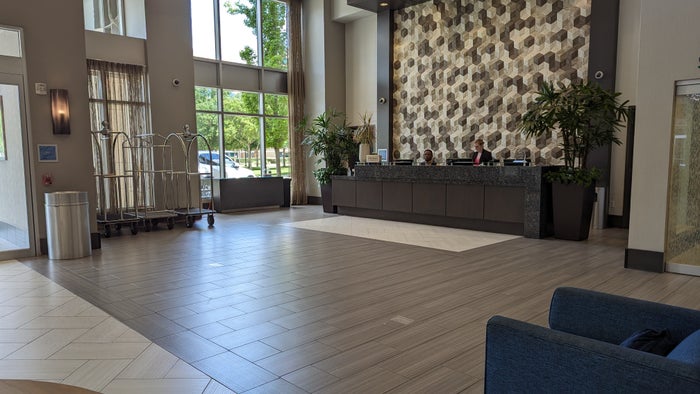 Embassy Suites by Hilton The Woodlands at Hughes Landing front desk Embassy Suites by Hilton The Woodlands at Hughes Landing front desk