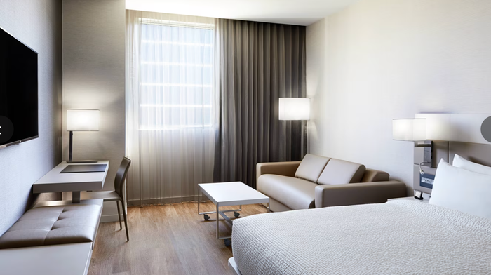 Guest room at the AC Hotel Miami Aventura.