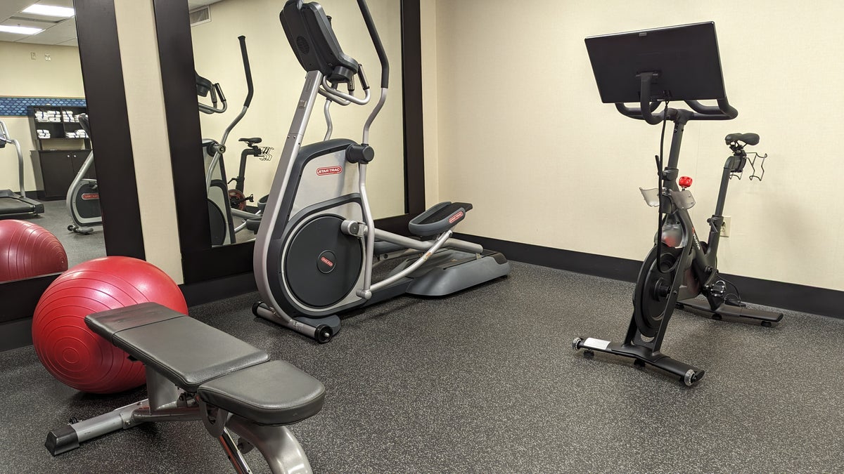 Hampton Inn Suites Hope amenities fitness center elliptical and Peloton