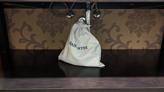 Hampton Inn Suites Hope guestroom bathroom hair dryer Hampton Inn Suites Hope guestroom bathroom hair dryer