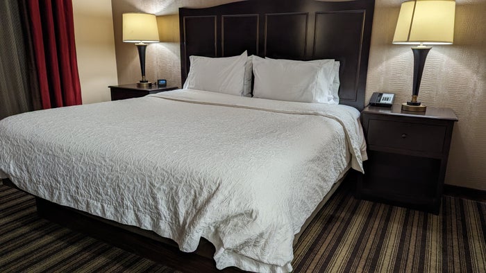 Hampton Inn Suites Hope guestroom bed Hampton Inn Suites Hope guestroom bed