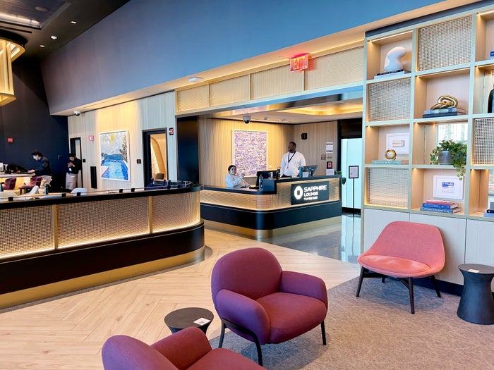 IAD Etihad Lounge reception main area IAD Etihad Lounge reception main area