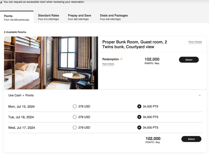 Marriott Bonvoy Cash Points screenshot