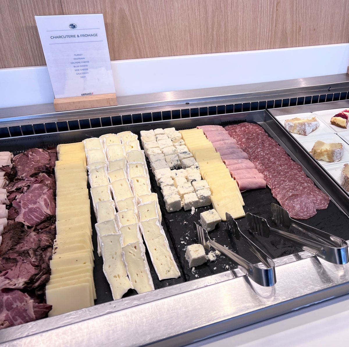 Meats and cheese at Air France Louge JFK