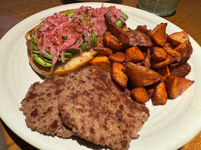 Mondrian Los Angeles Casa Madera breakfast sauasage potatoes avocado toast