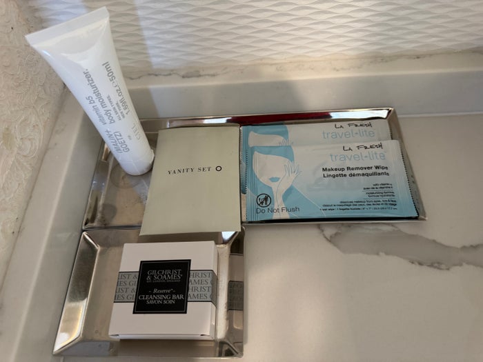 Mondrian Los Angeles deluxe studio suite bathroom toiletries on counter