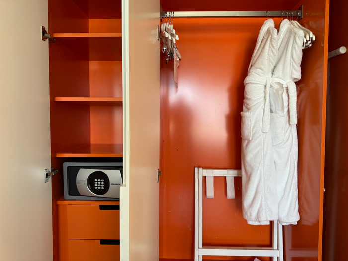 Mondrian Los Angeles deluxe studio suite closets with safe and robes