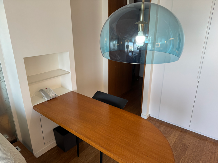 Mondrian Los Angeles deluxe studio suite sitting area table and lamp