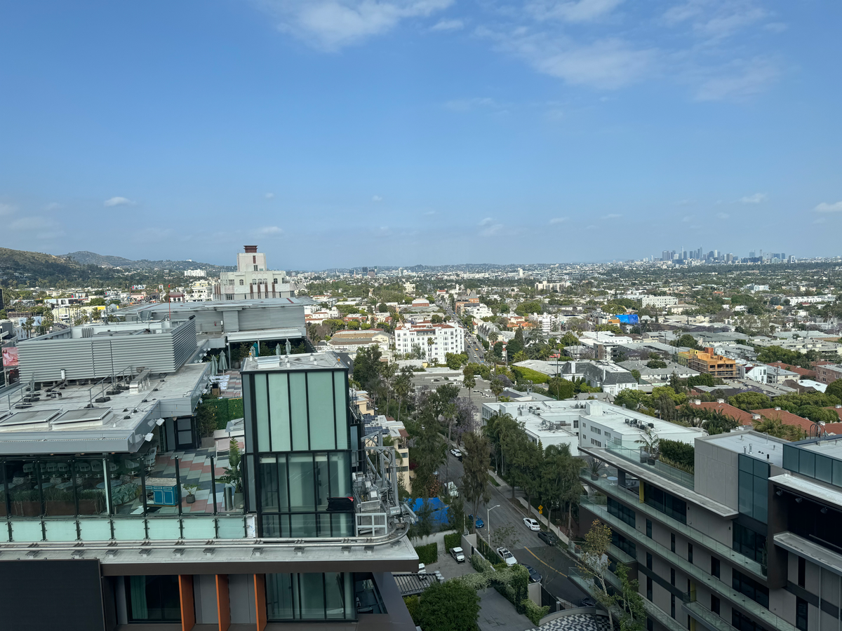 Mondrian Los Angeles deluxe studio suite view to downtown