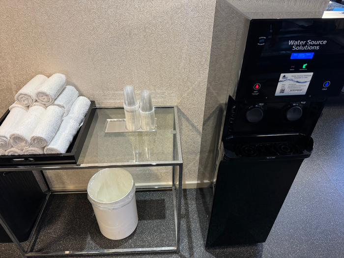 Mondrian Los Angeles fitness center water and towels