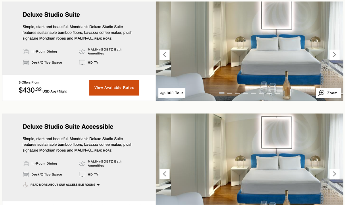 Mondrian Los Angeles pricing deluxe studio suite