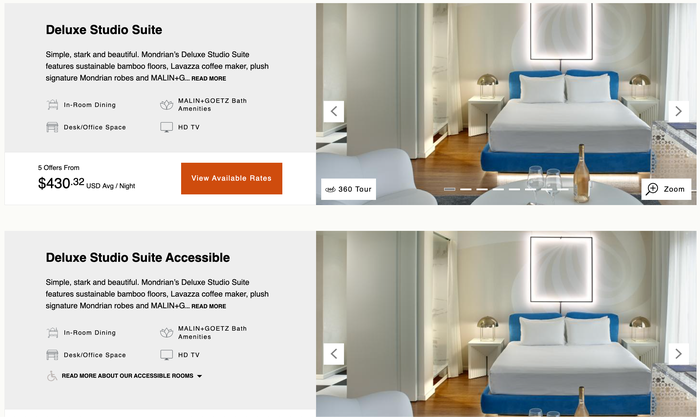 Mondrian Los Angeles pricing deluxe studio suite