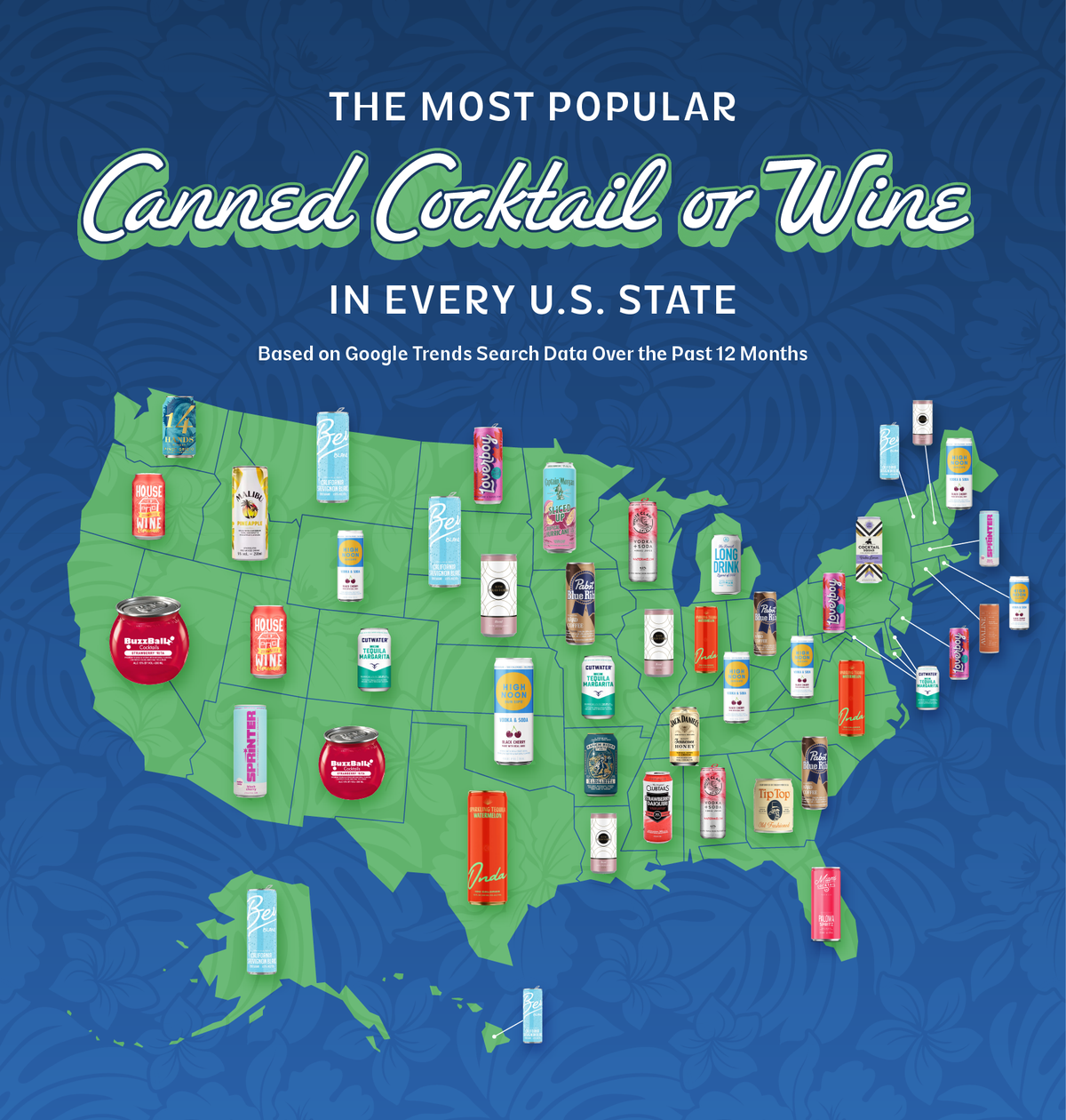 Most popular canned cocktail or wine in every US state