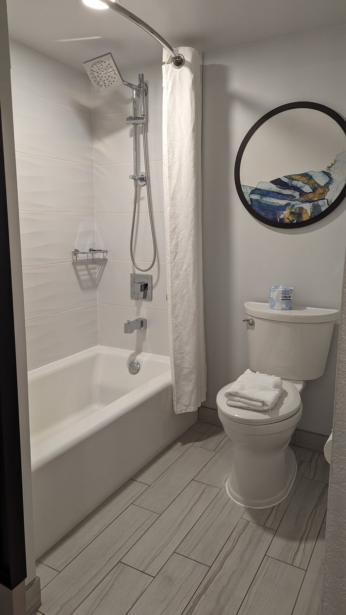 Orlando World Center Marriott 2 Queen Ambassador Suite bathroom shower and toilet Orlando World Center Marriott 2 Queen Ambassador Suite bathroom shower and toilet