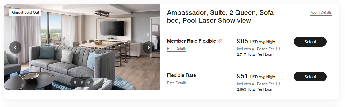 Orlando World Center Marriott Ambassador Suite 2 Queen Room rate