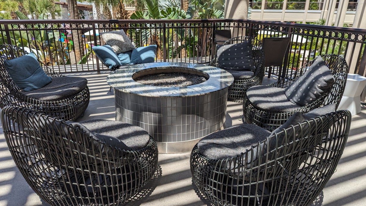 Orlando World Center Marriott food and beverage lobby bar patio fire pit