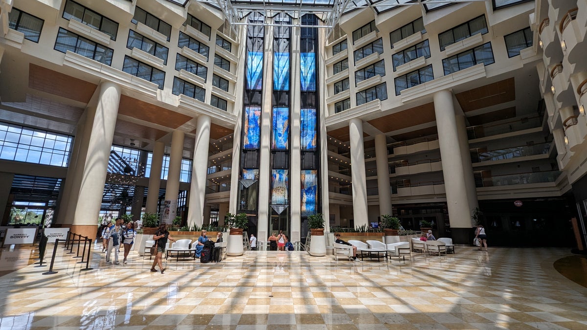 Orlando World Center Marriott lobby elevators day