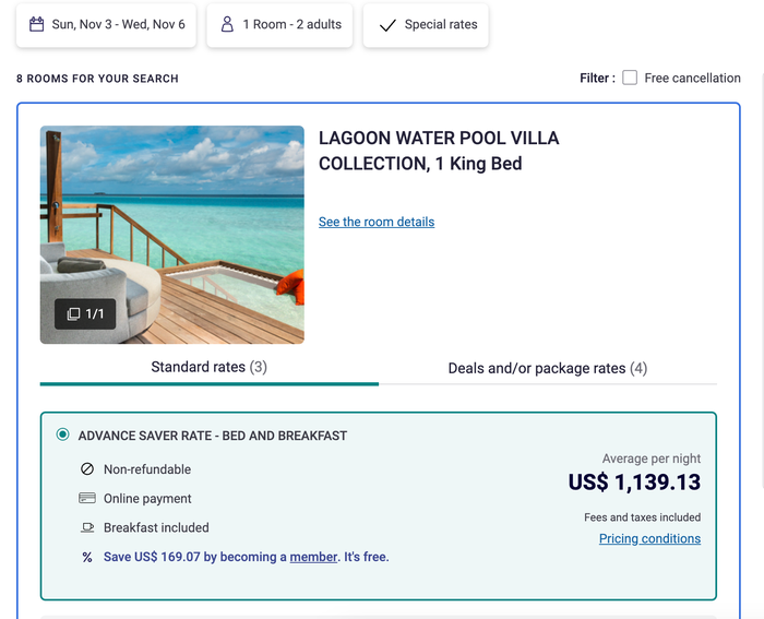 SO Maldives rates SO Maldives rates