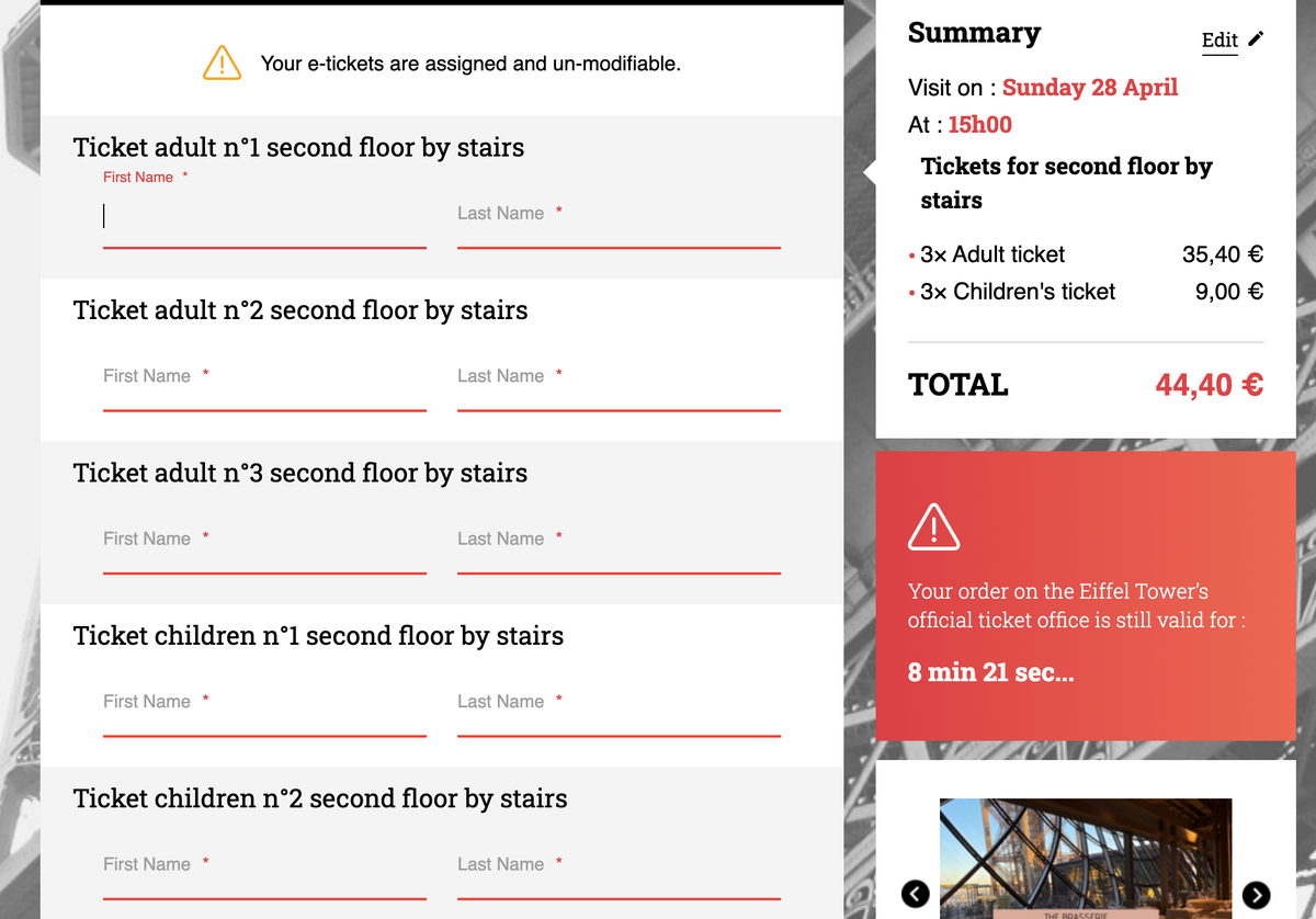 Eiffel Tower booking