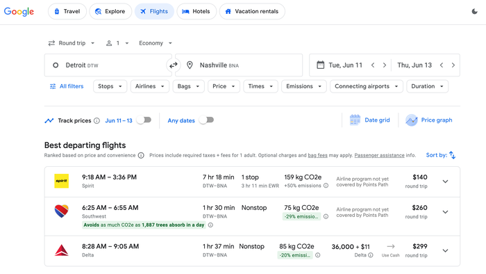 Southwest flight results Google Flights Southwest displays in Google Flights results