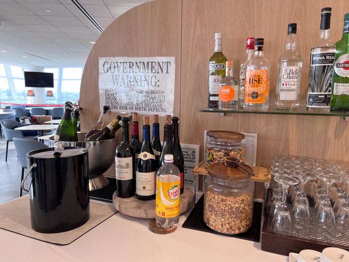 Self serve bar at the Air France Lounge JFK