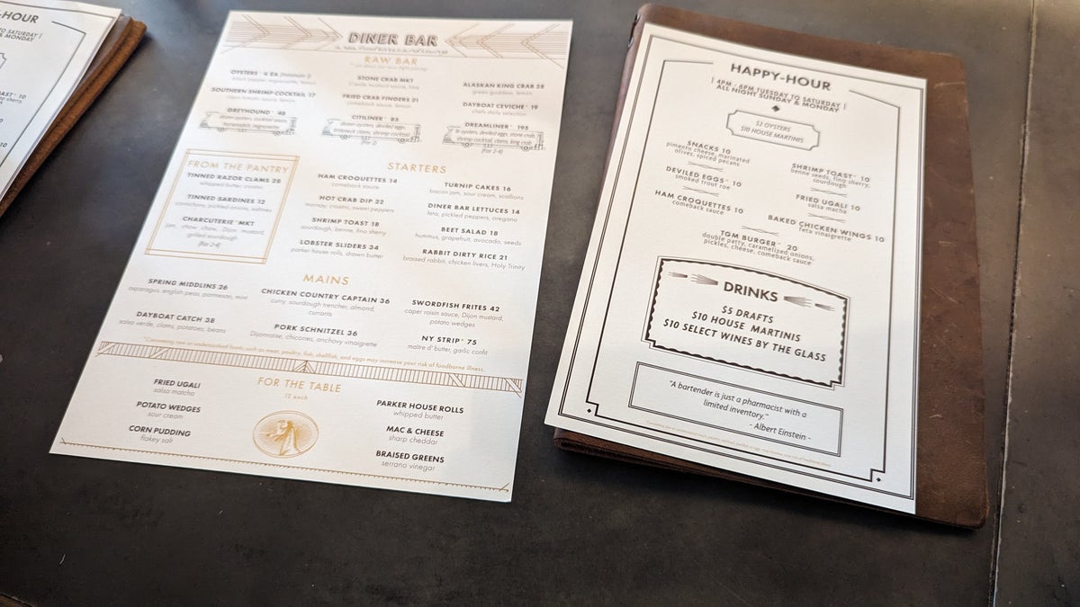 Thompson Austin food and beverage Diner Bar menu