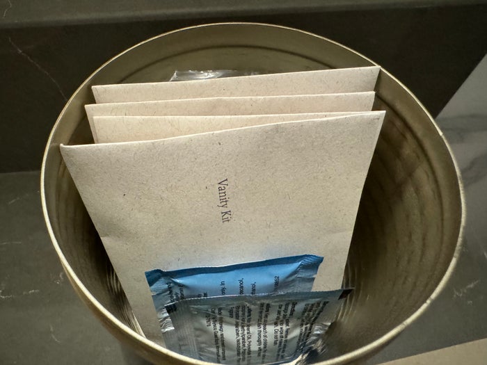 Thompson San Antonio Riverwalk bathroom vanity kit and wipes
